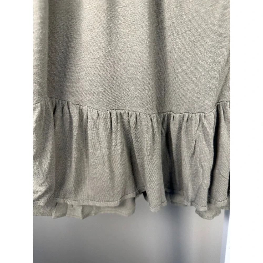 Free People Ruffle Henley Peplum Top Boho Cottagecore Linen Blend Size S